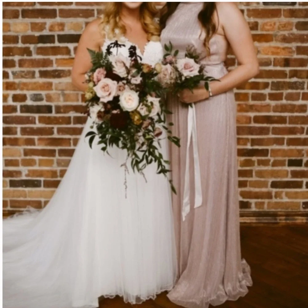 Show Me Your MuMu Collette Collar Dress Maxi Magic Mauve Glimmer Pink Size Small - Picture 7 of 9